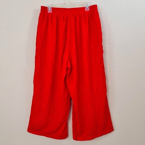 Nina Parker Size XL Women Red Orange High Rise Wide Leg Cropped Pull on Pants - Picture 8 of 11